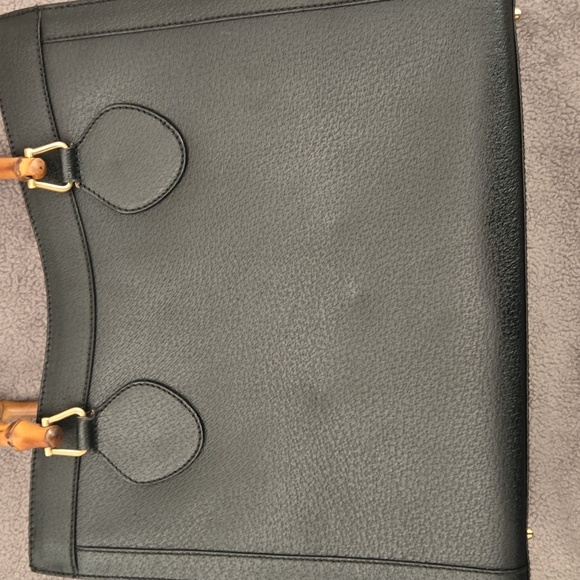 GUCCI DIANA Black Leather Tote Bamboo Handles - Picture 4 of 17